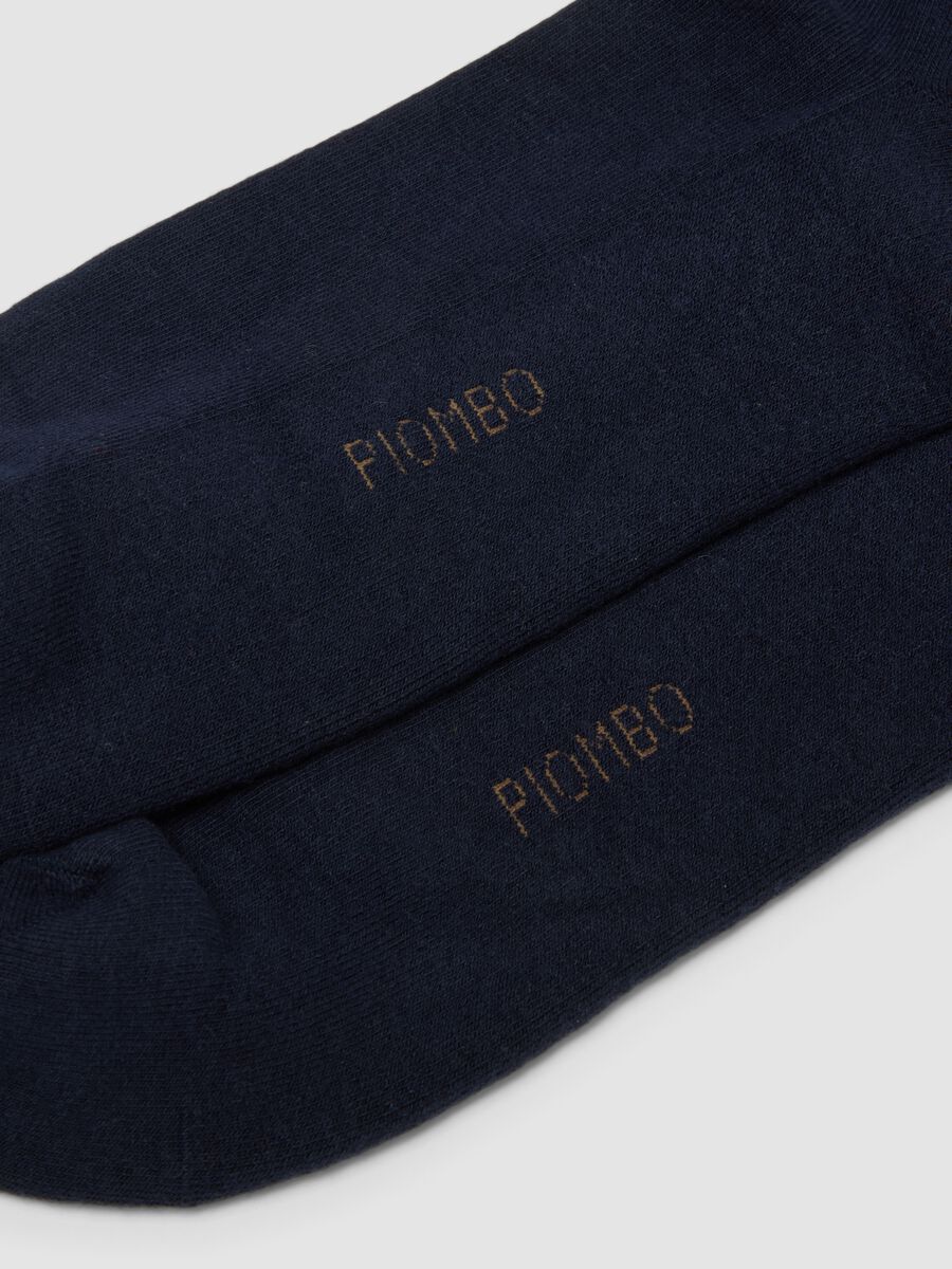 Blue Stretch Cotton Blend Tennis Socks with Stripes_2