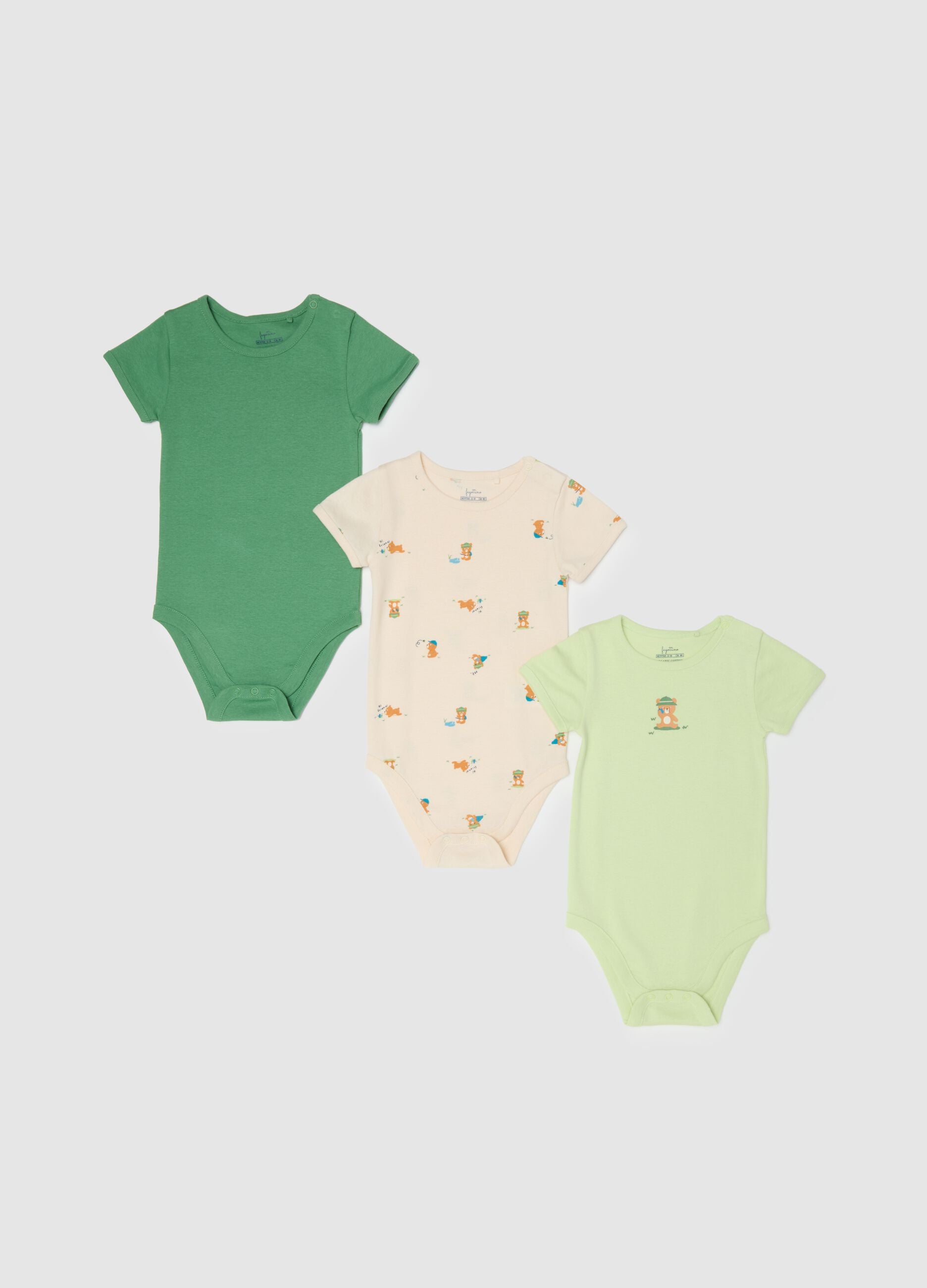 Multicolour pure cotton short sleeve bodysuit tripack for infants
