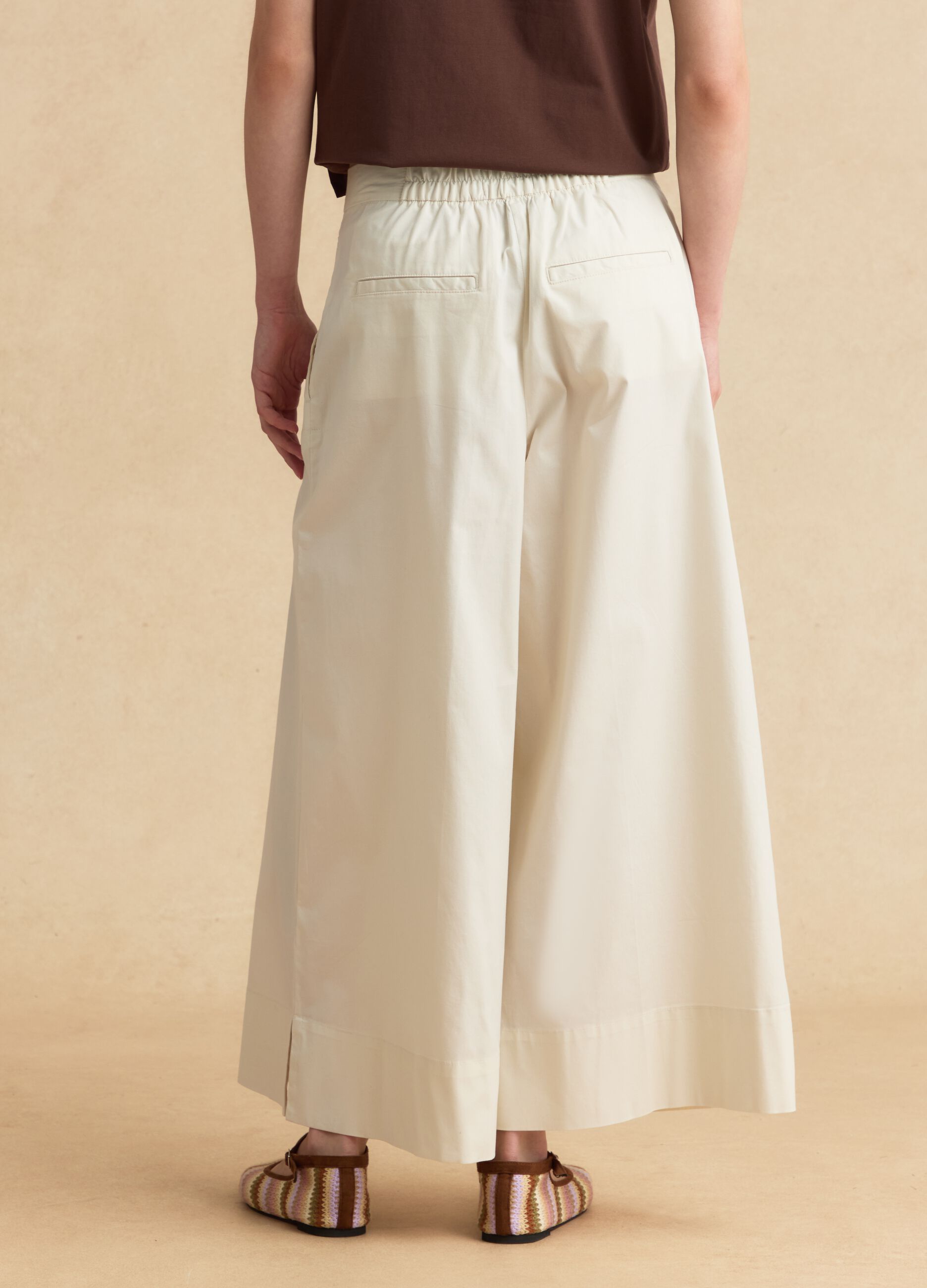 White stretch-cotton palazzo trousers