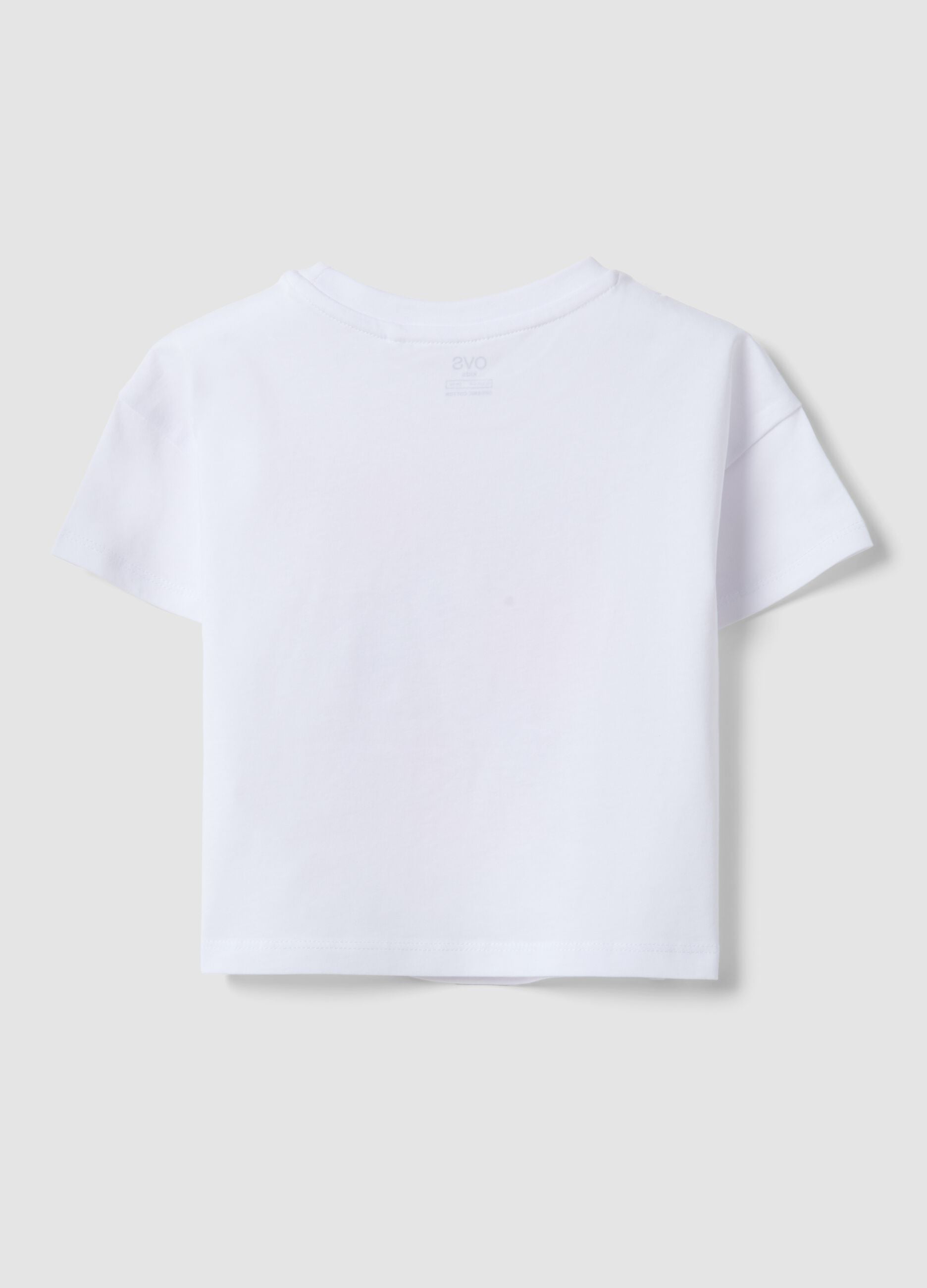 Girls' white pure cotton T-shirt regular fit with print
