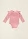 Baby girl white and red striped stretch cotton bodysuit_2
