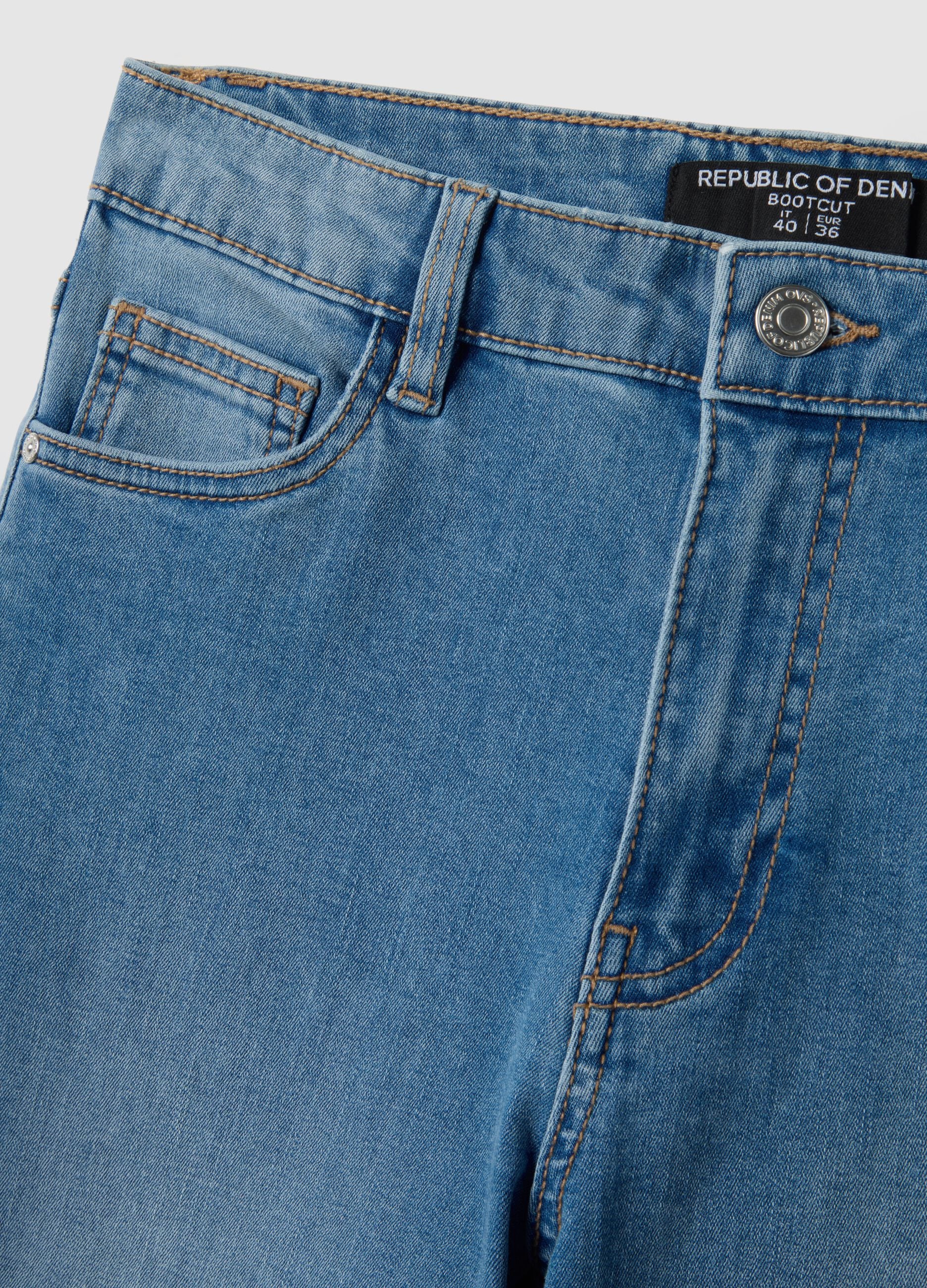Blue denim bootcut jeans