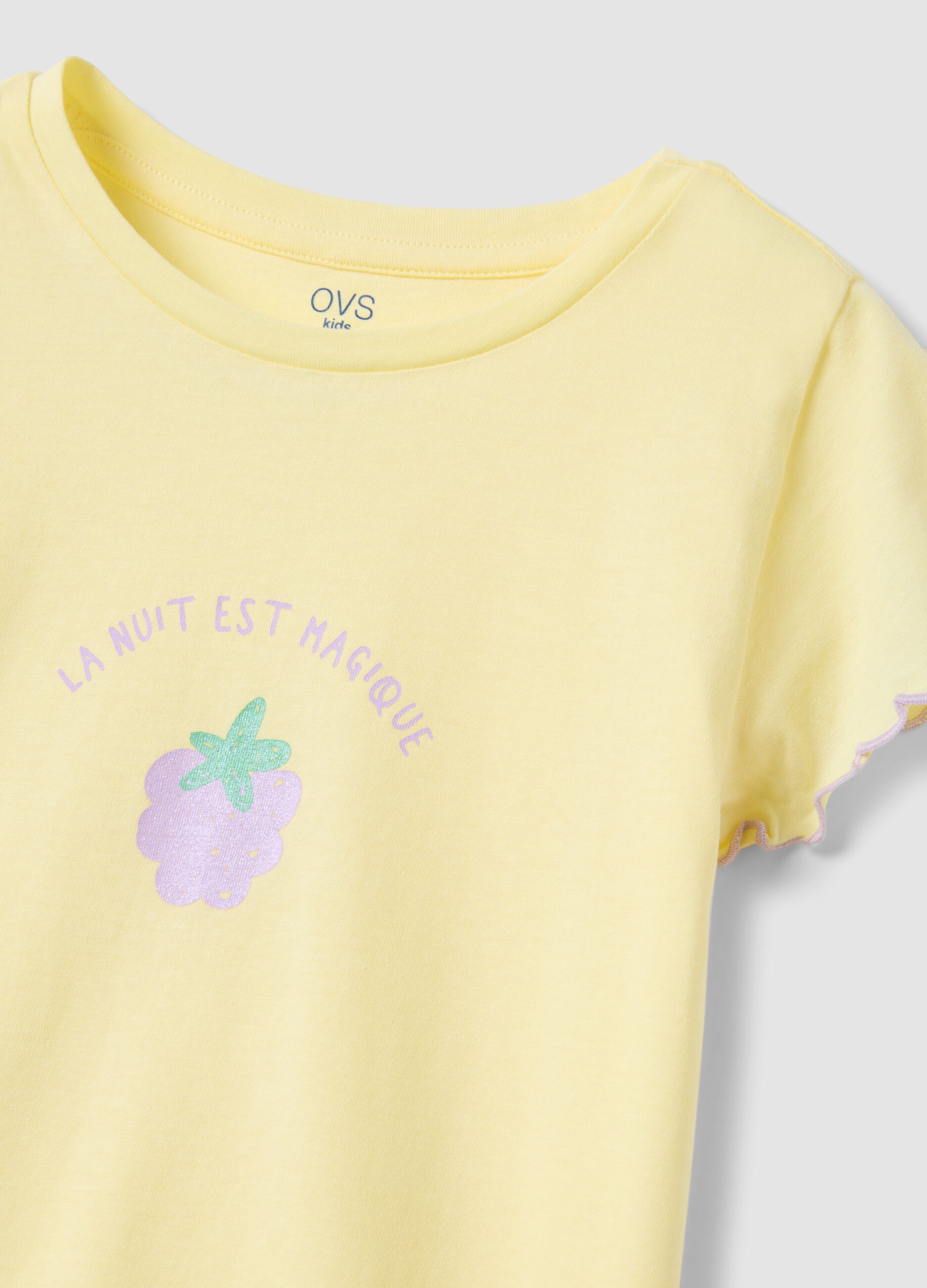 Girls' regular fit multi-coloured pure cotton short pyjamas