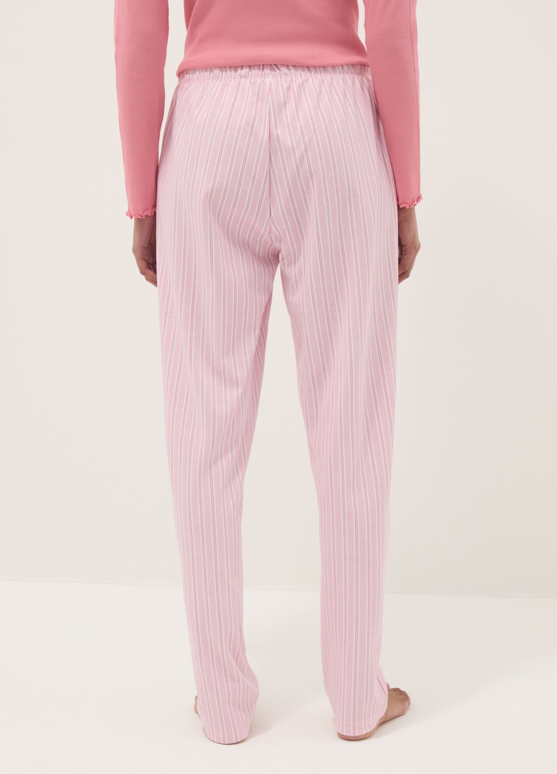 Regular fit pink striped pure cotton pyjama trousers