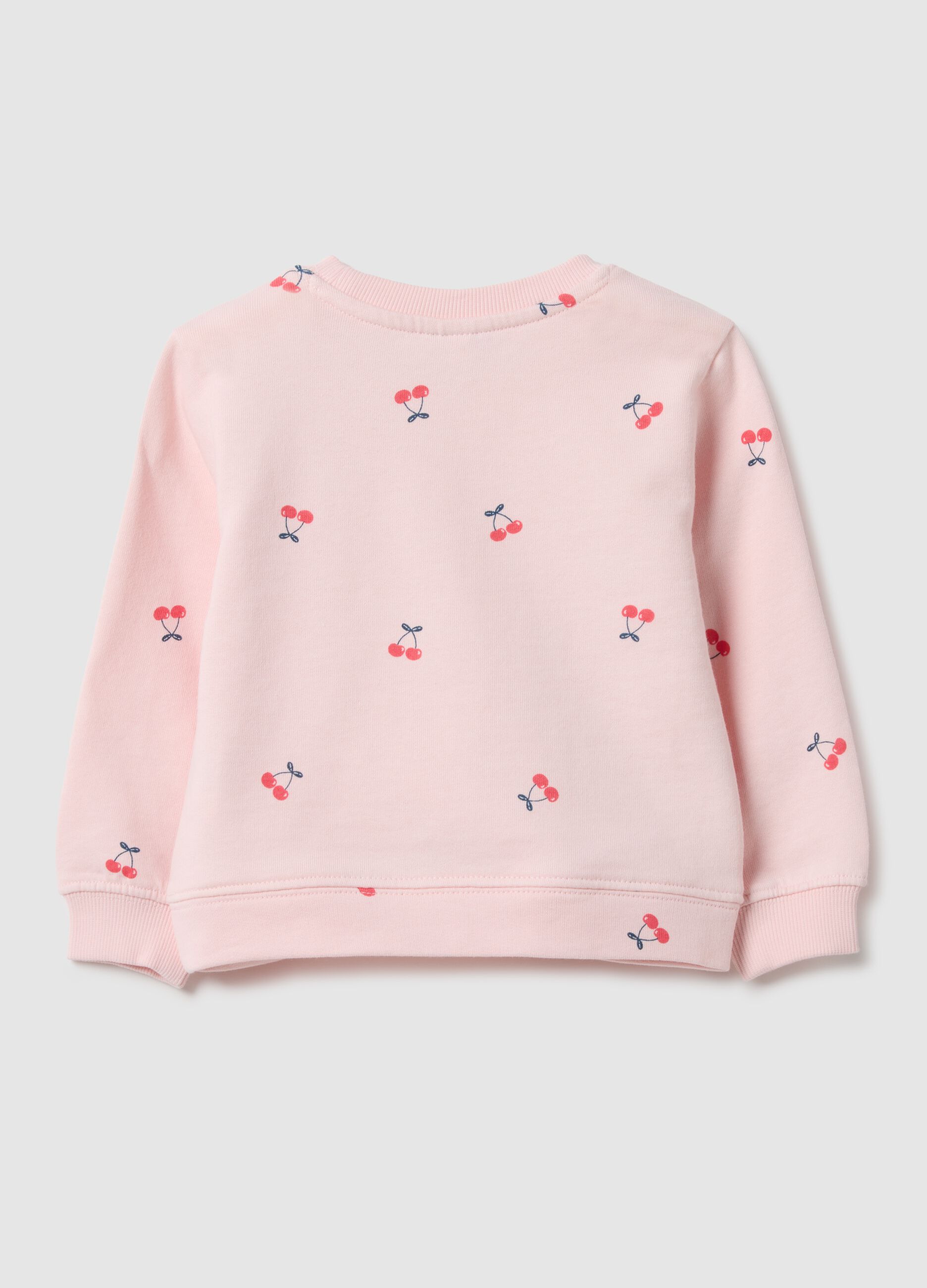 Pink crew-neck sweatshirt for girls in pure cotton regular fit with designs
