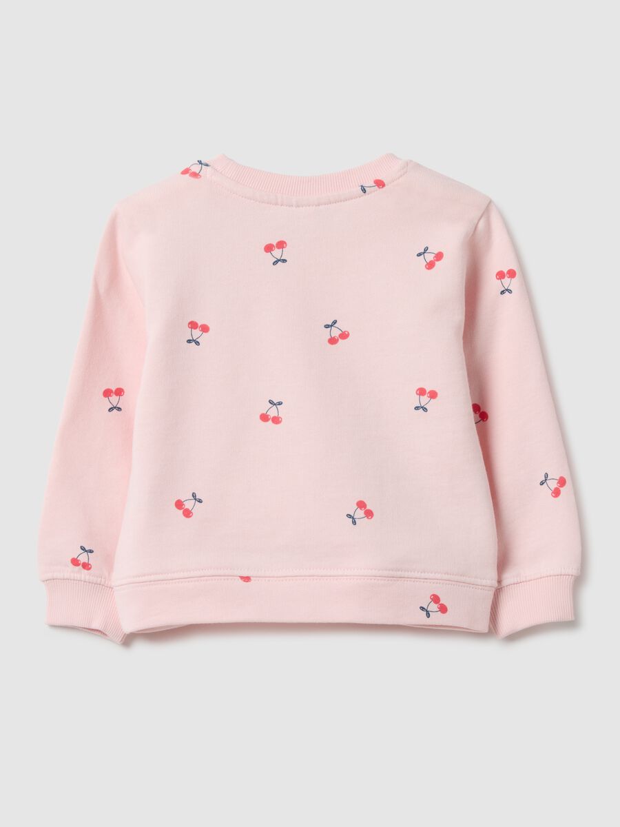 Felpa girocollo rosa da bimba in puro cotone regular fit con disegni_1