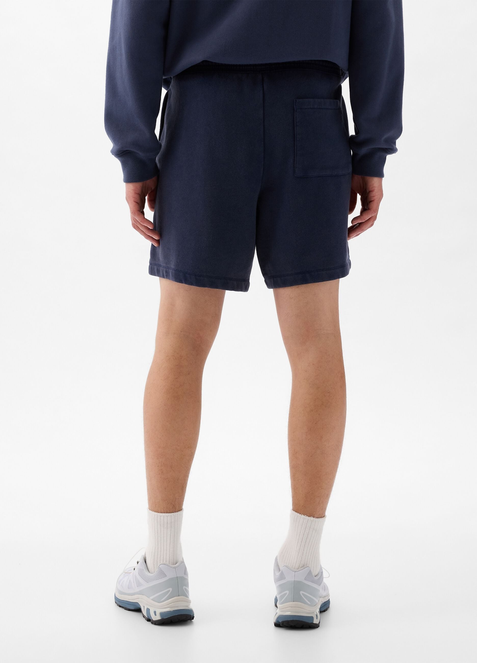 Bermuda joggers in fleece with drawstring