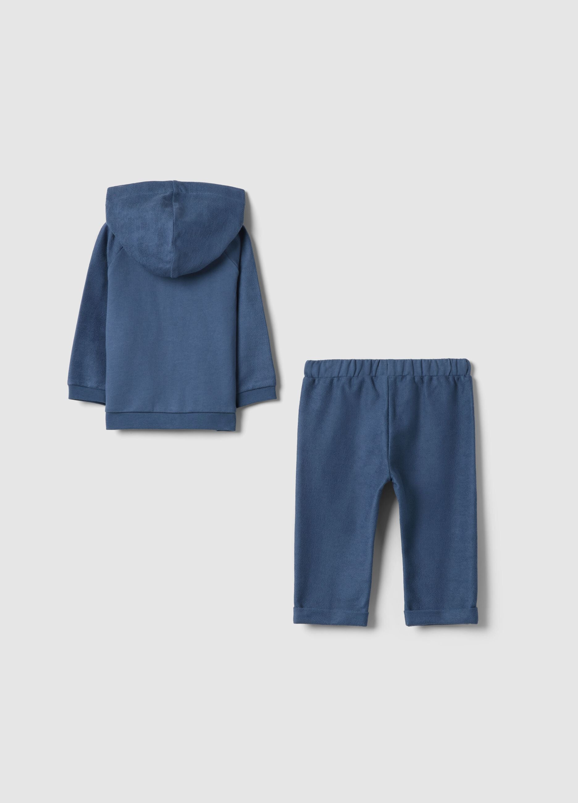 Blue pure cotton sweatshirt and trouser set for babies