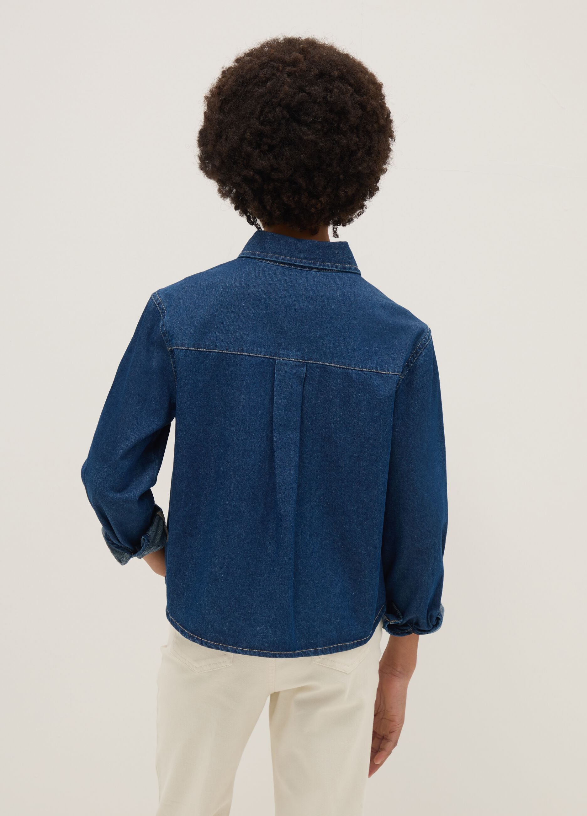 Girls' blue pure cotton shirt with regular fit