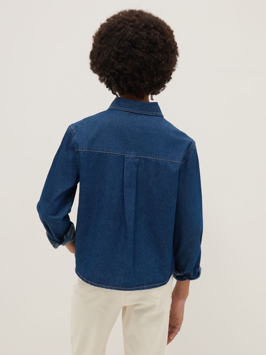 Girls' blue pure cotton shirt with regular fit_1