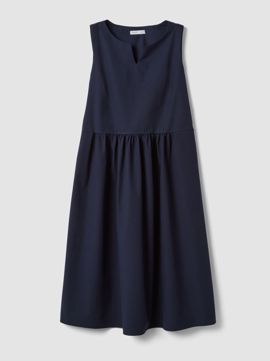 Blue pure cotton midi dress with oversized fit_4