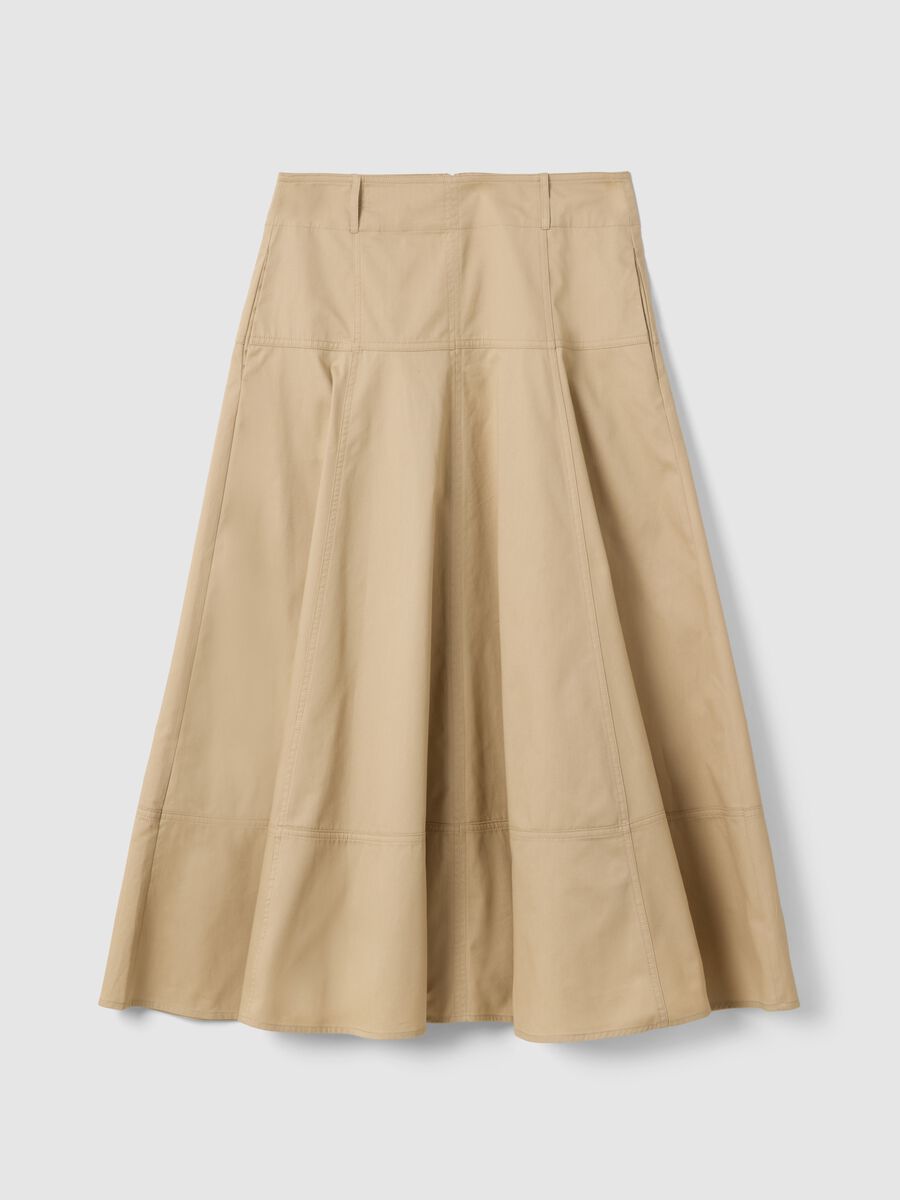 Beige Long Skirt in Pure Cotton_4