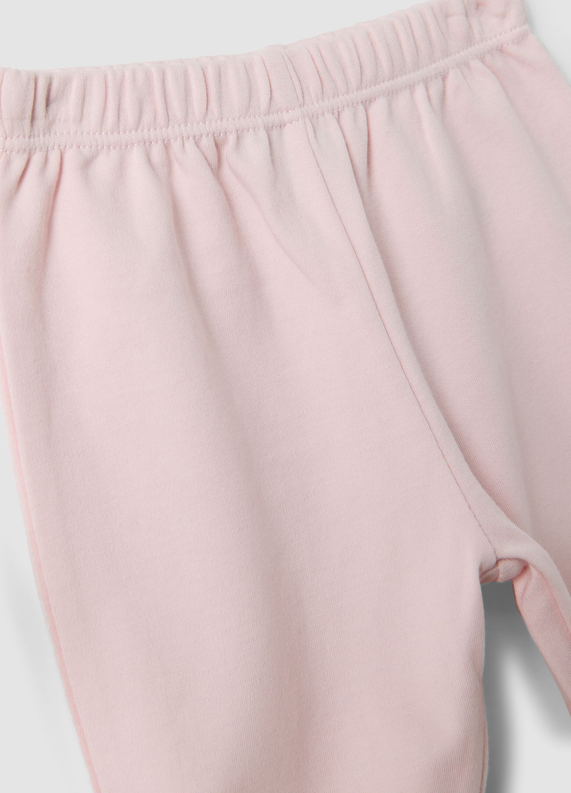 2-pack pink and white organic cotton footed leggings