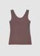 Brown stretch viscose camisole with deep V-neck and lace trim_4