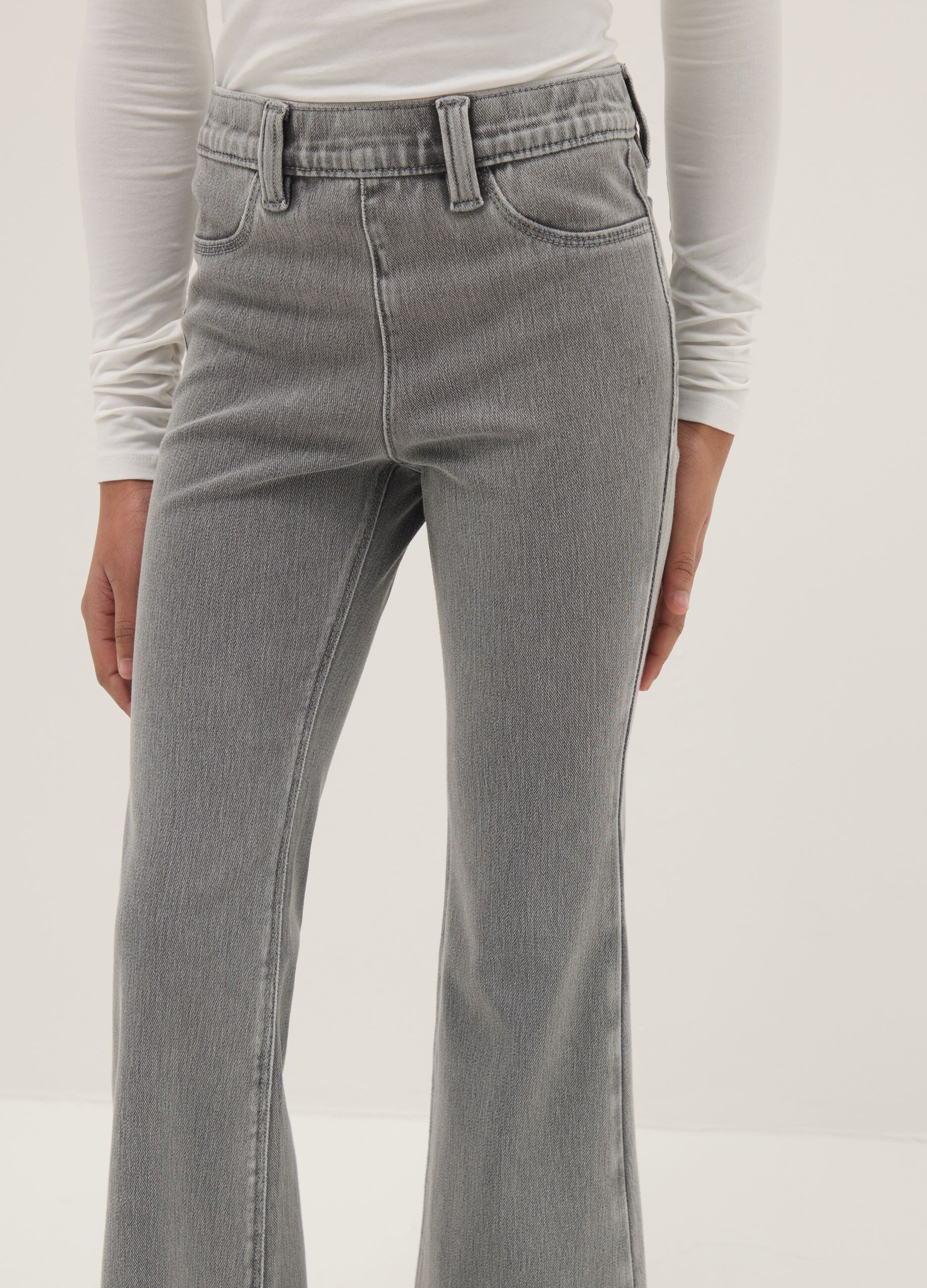 Grey denim flare jeans for girls