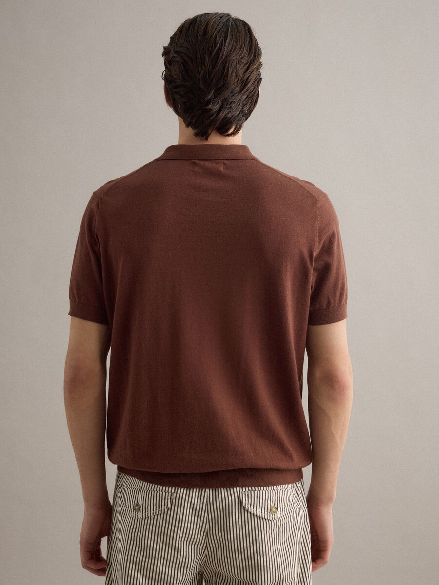 Polo in misto cotone, lino e seta marrone regular fit_2