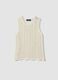 White cotton blend tank top regular fit with mesh texture_4