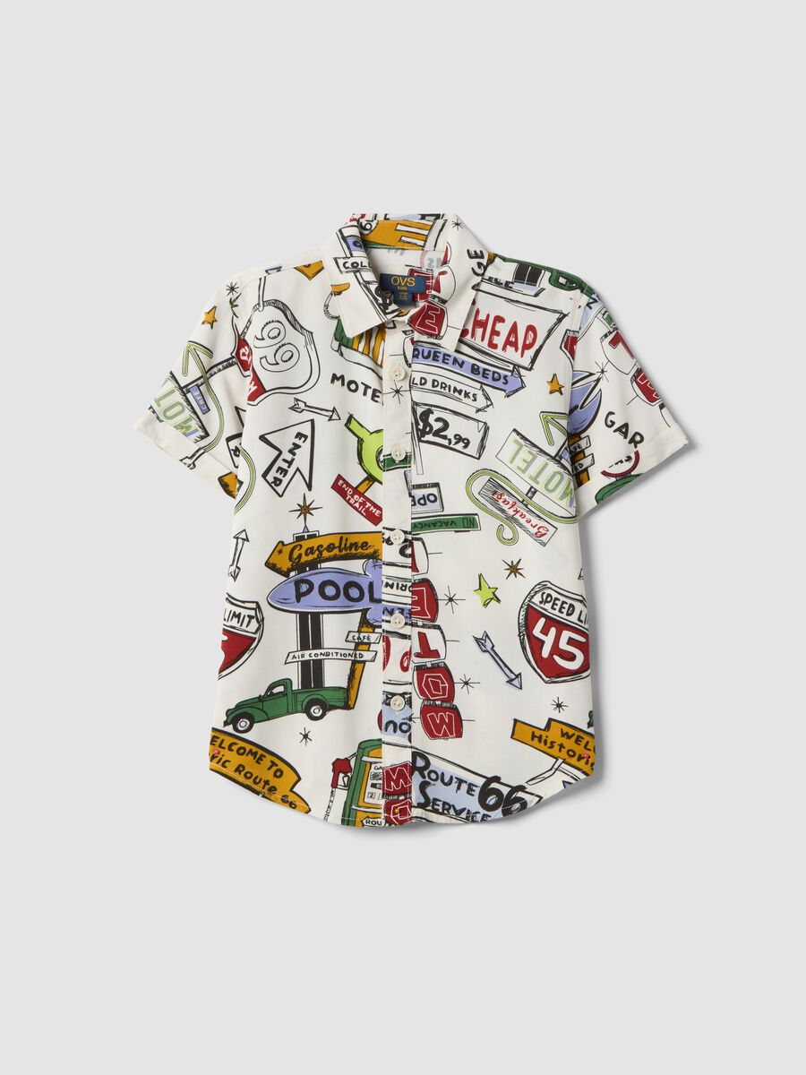 Children's regular fit multicolour pure viscose shirt with prints_0