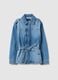 Regular fit pure cotton blue denim jacket with belt_4