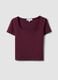Purple stretch cotton T-shirt with square neckline, regular fit_4