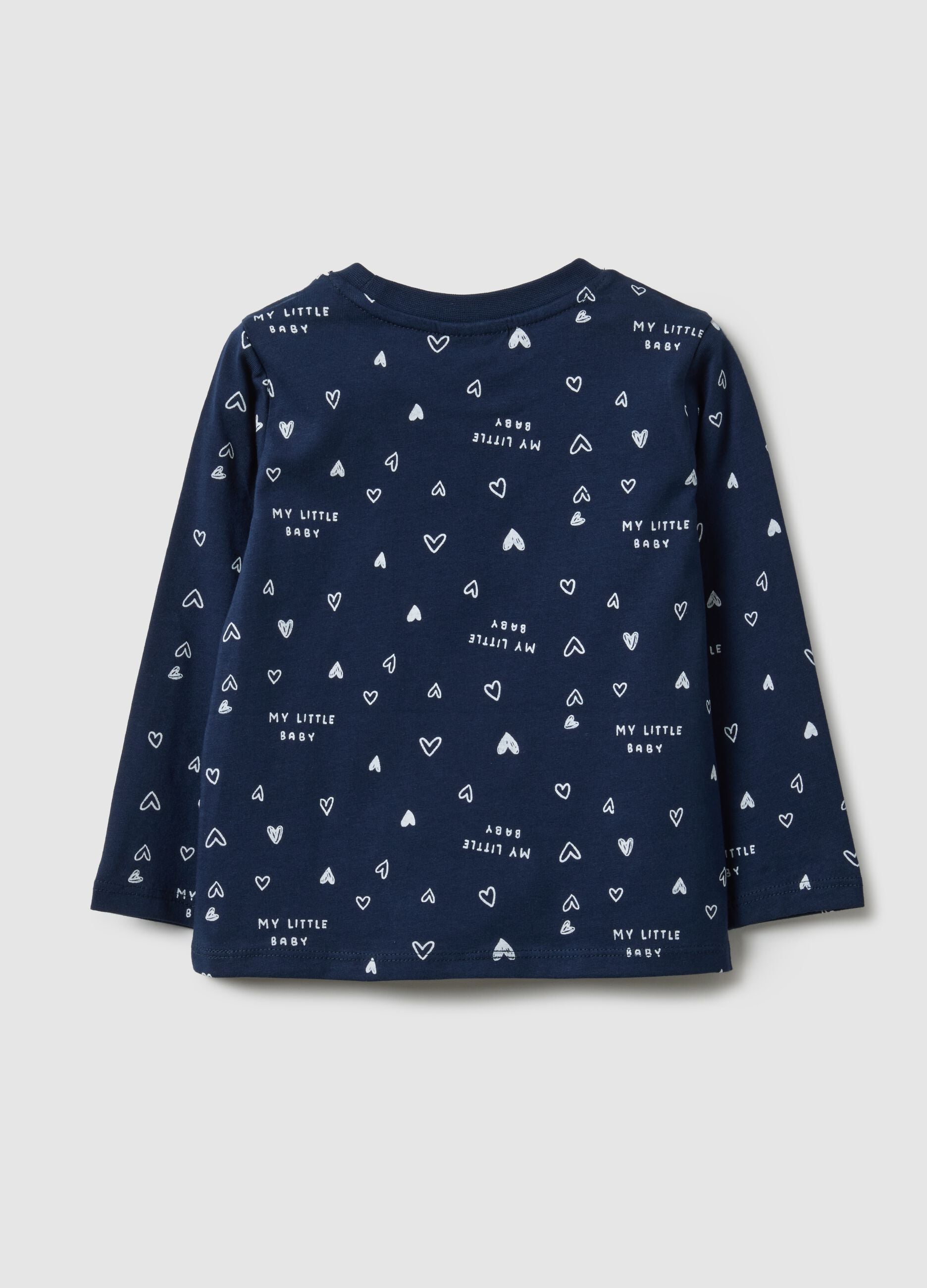 Girls' Long Sleeve Blue T-shirt in Pure Cotton Regular Fit