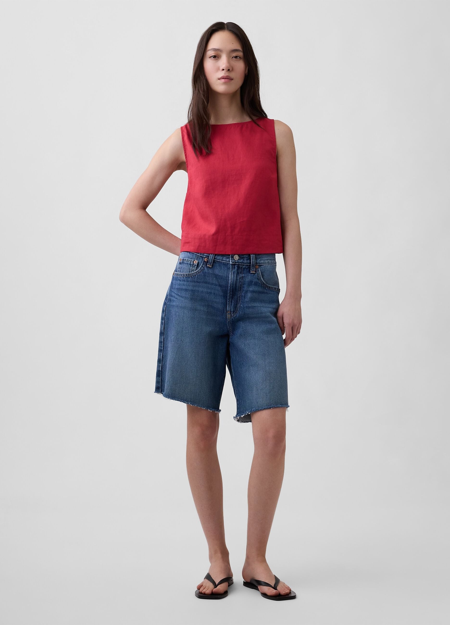 Linen-blend tank top