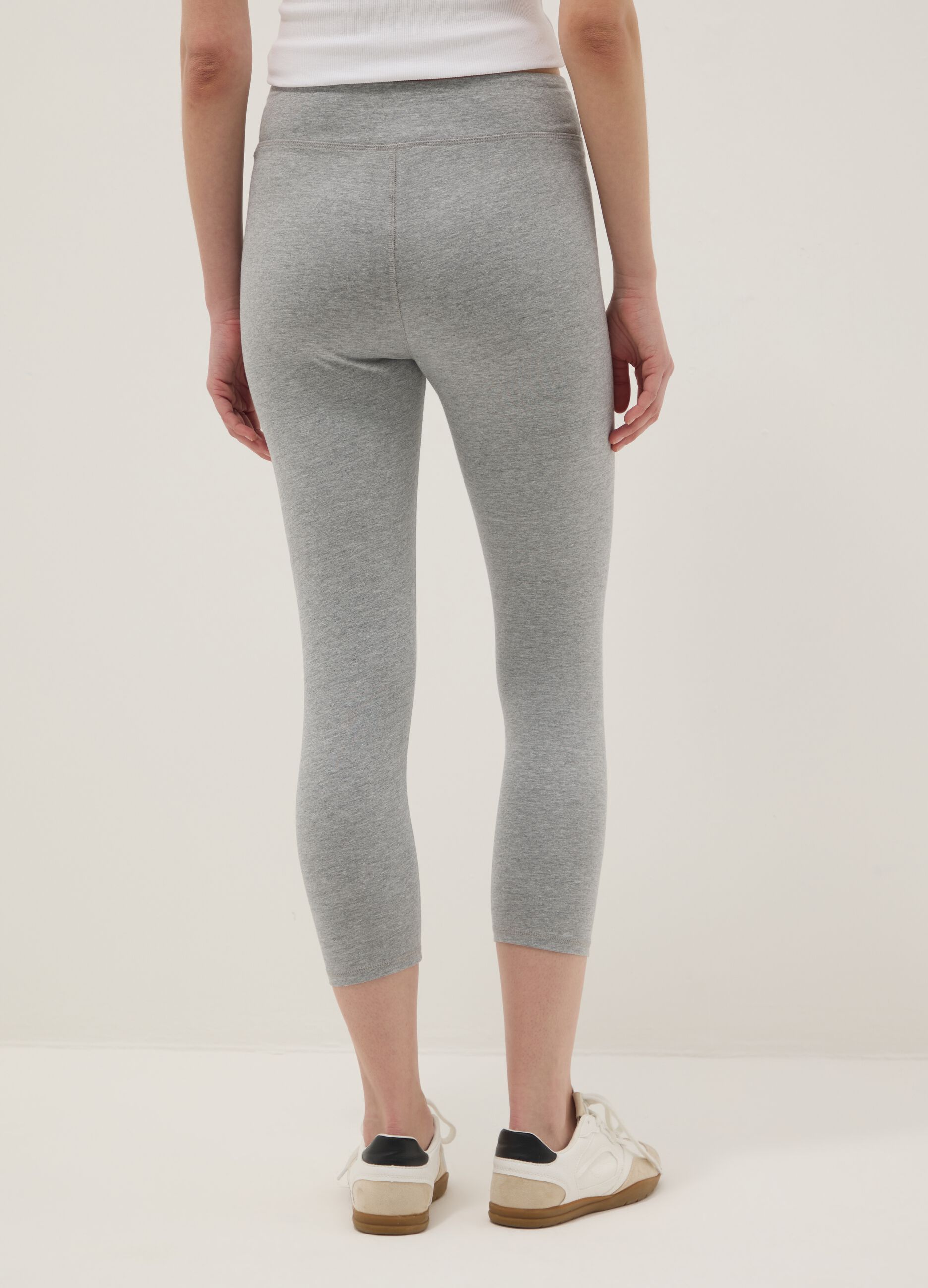 Skinny-fit grey stretch cotton leggings