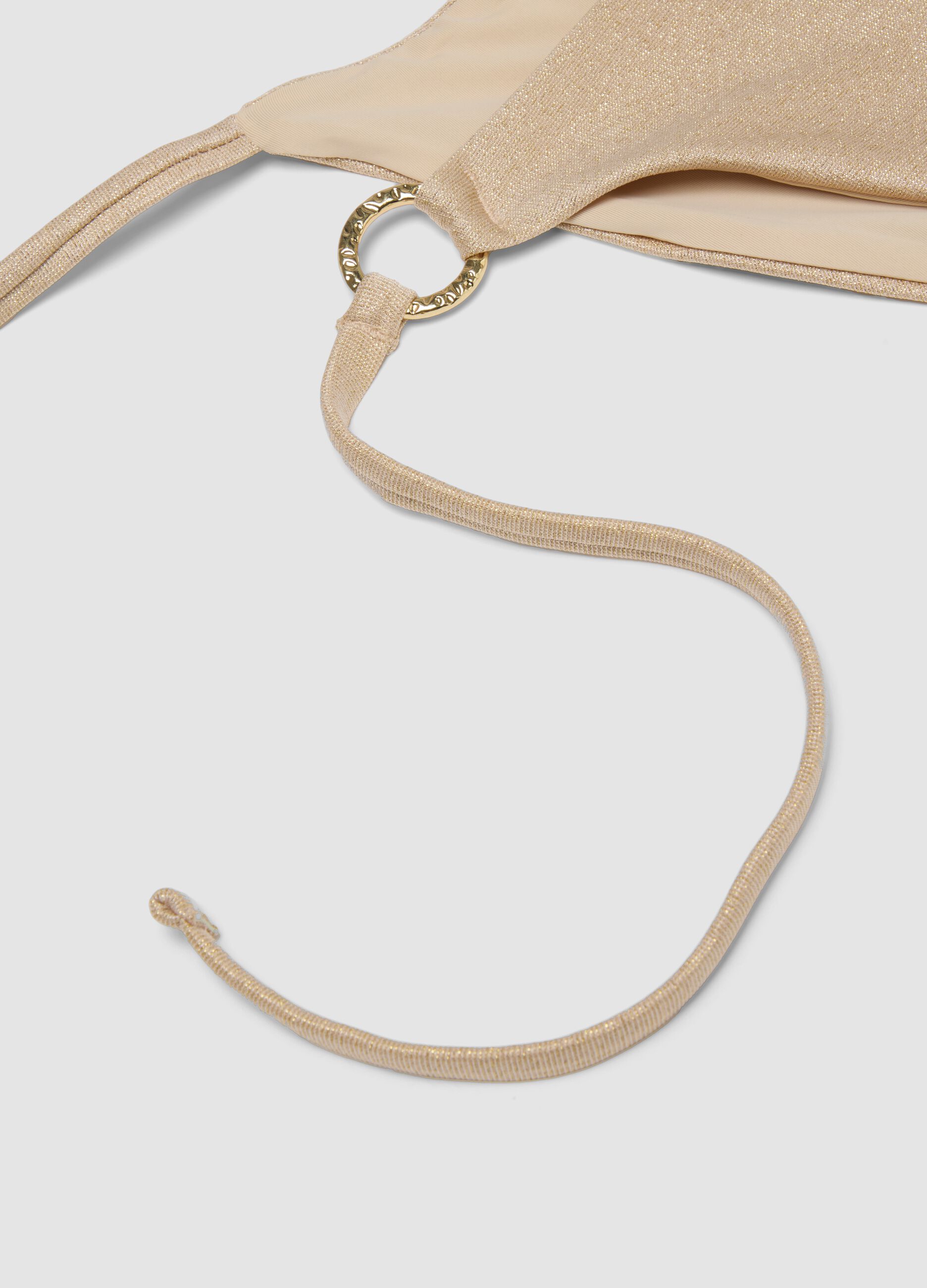 Beige glitter-textured stretch bikini bottoms