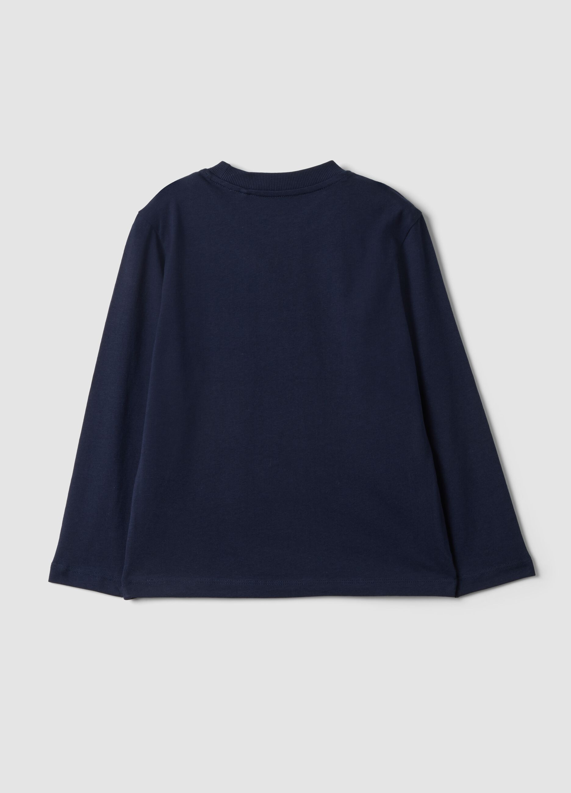 Blue pure organic cotton T-shirt with college print for boys