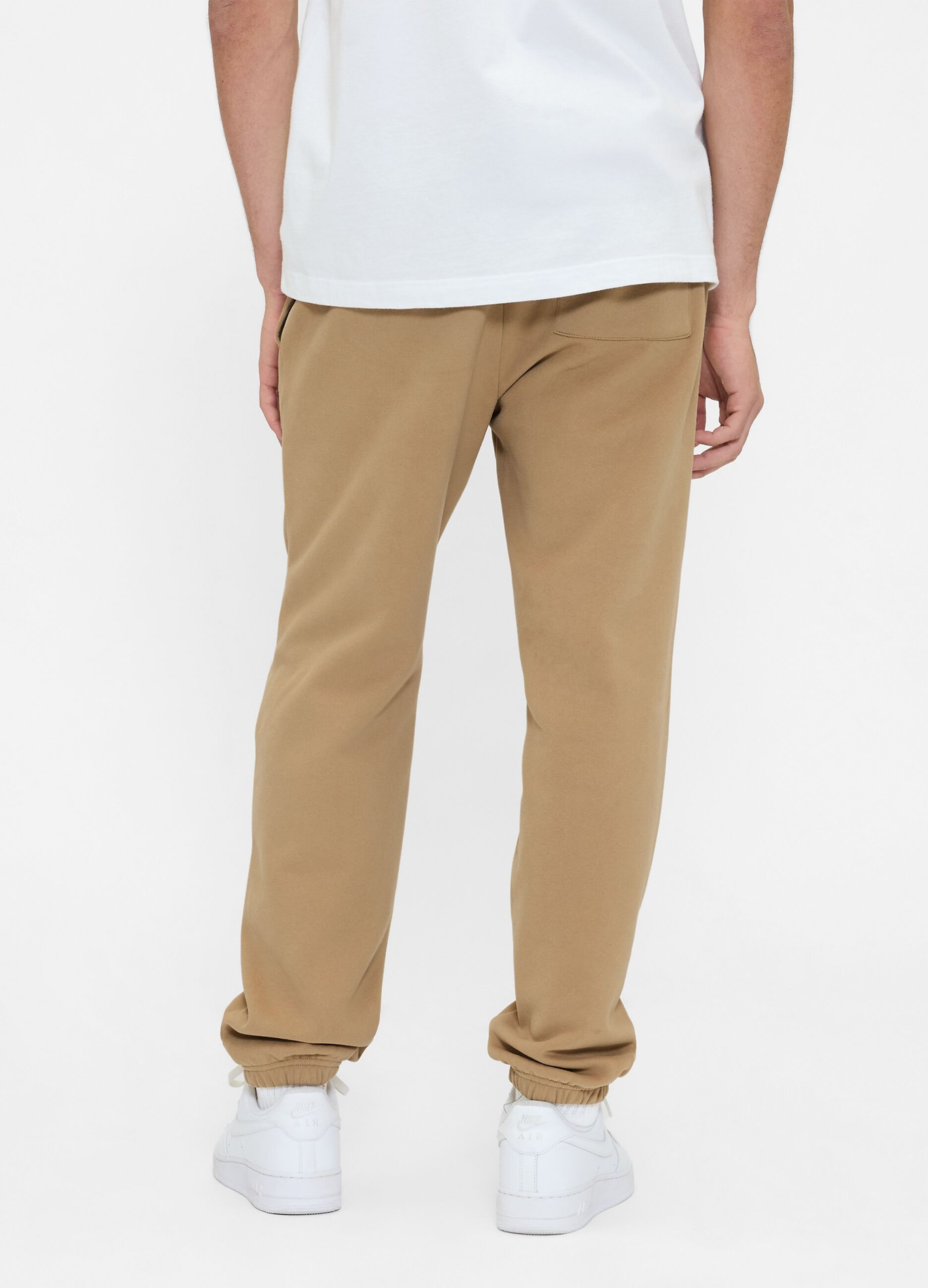 Beige jogger trousers in cotton and polyester blend