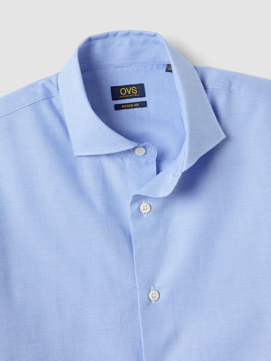 Light blue pure compact cotton shirt with French collar, regular fit_2