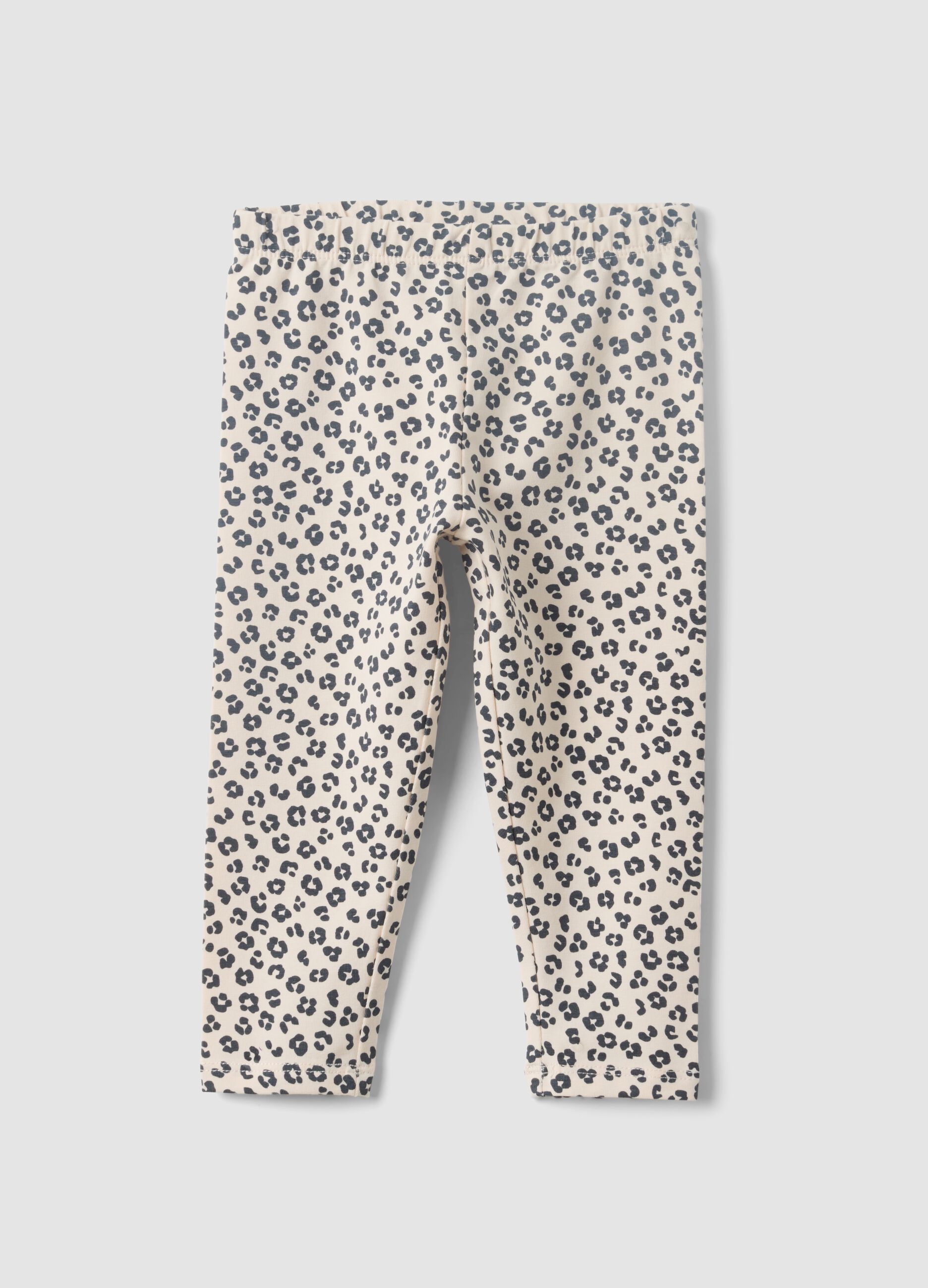 Multicolour organic cotton-blend animal print leggings for baby girl