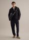 Black regular fit jacket with hood and zip_1