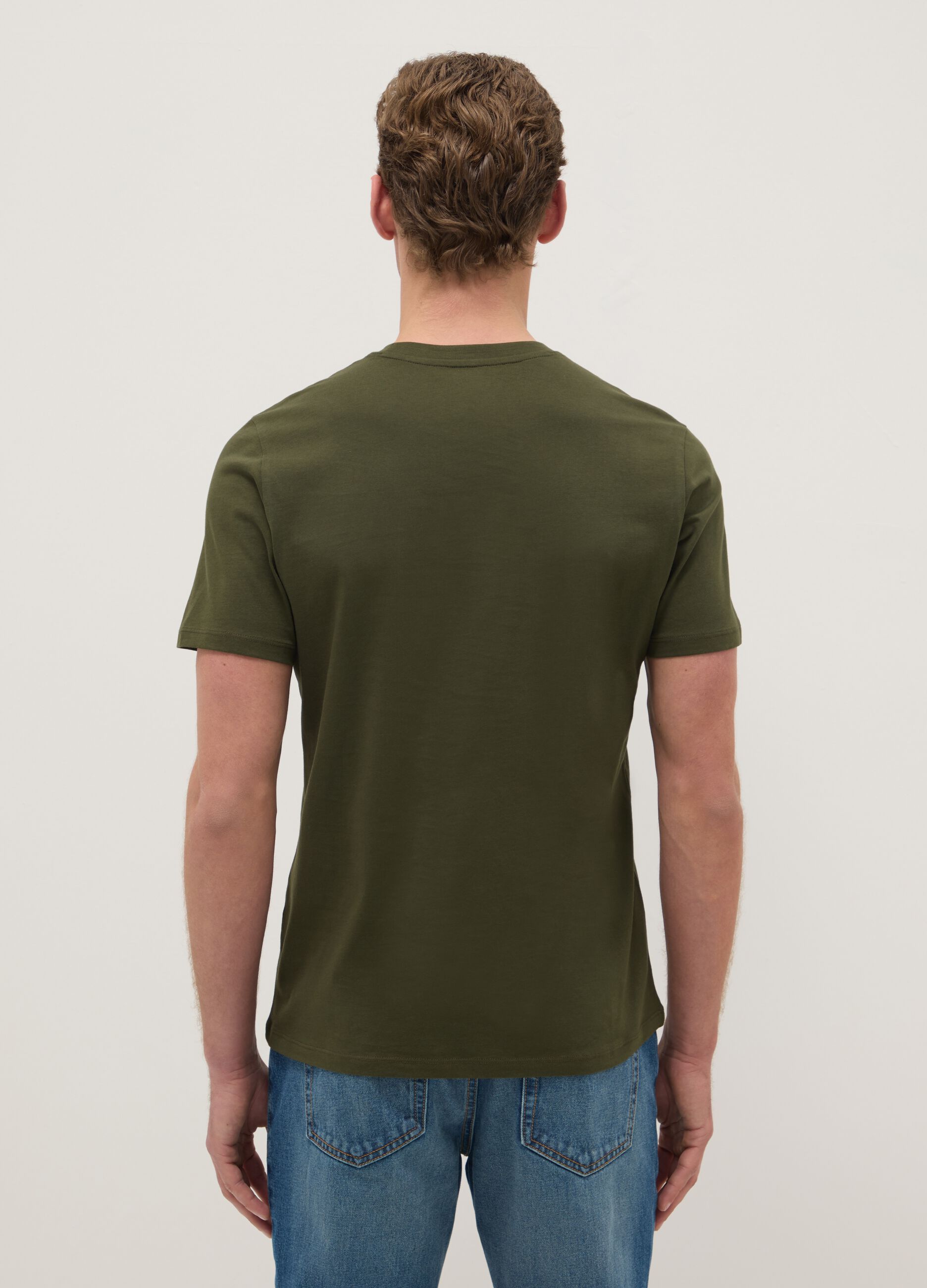Green pure cotton regular fit T-shirt