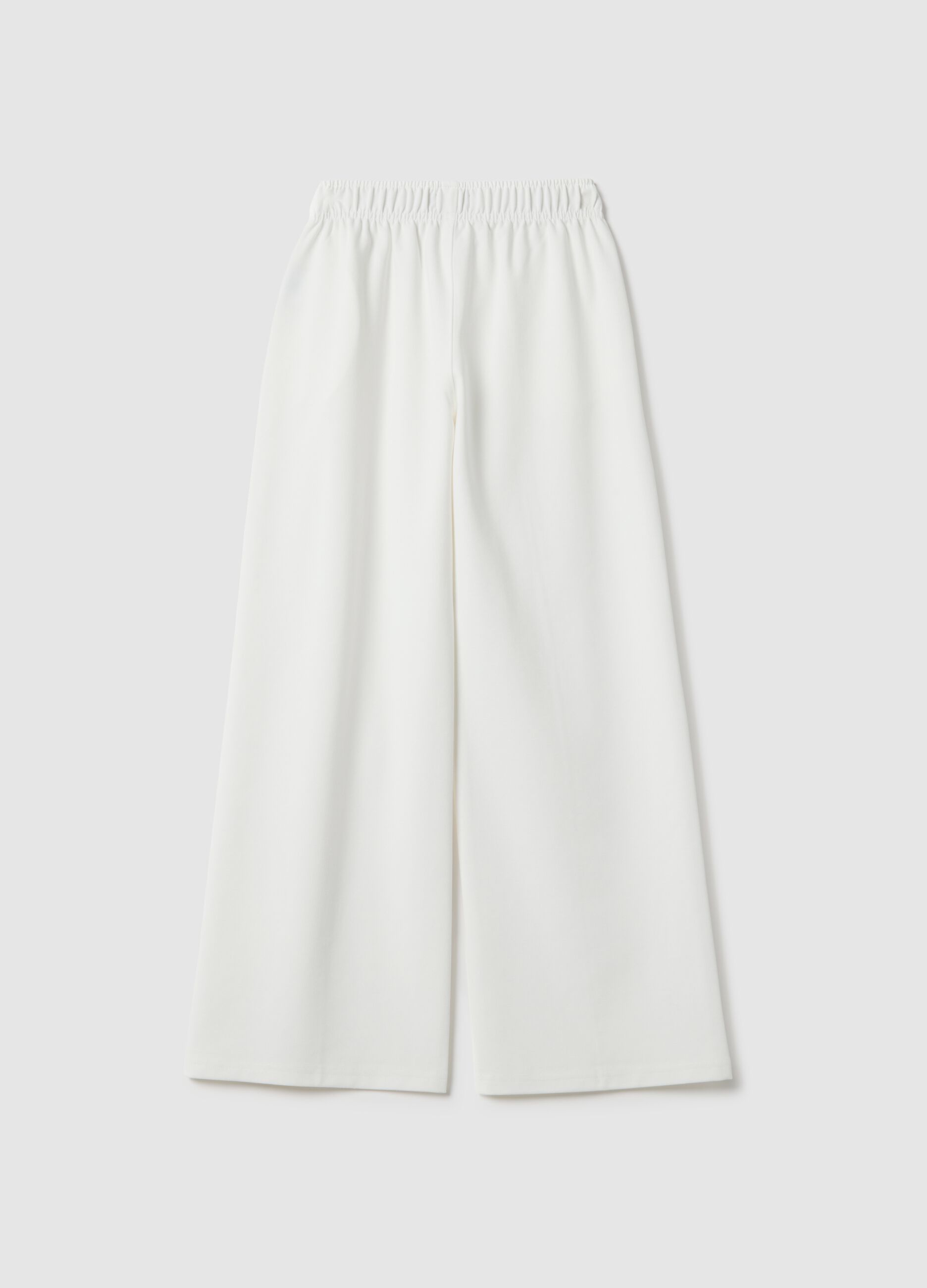Girls' White Wide Leg Trousers