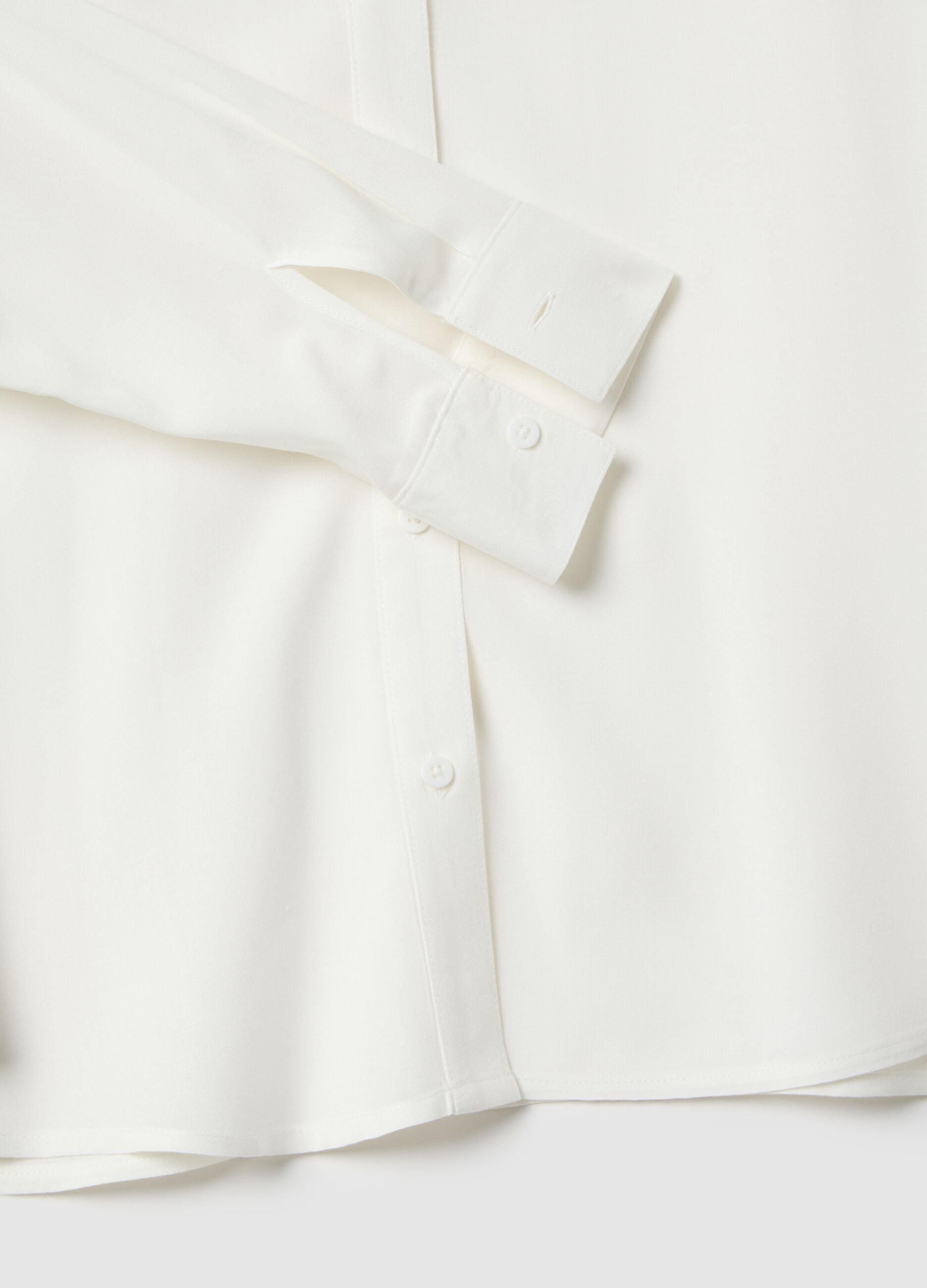 White Pure Viscose Shirt Regular Fit