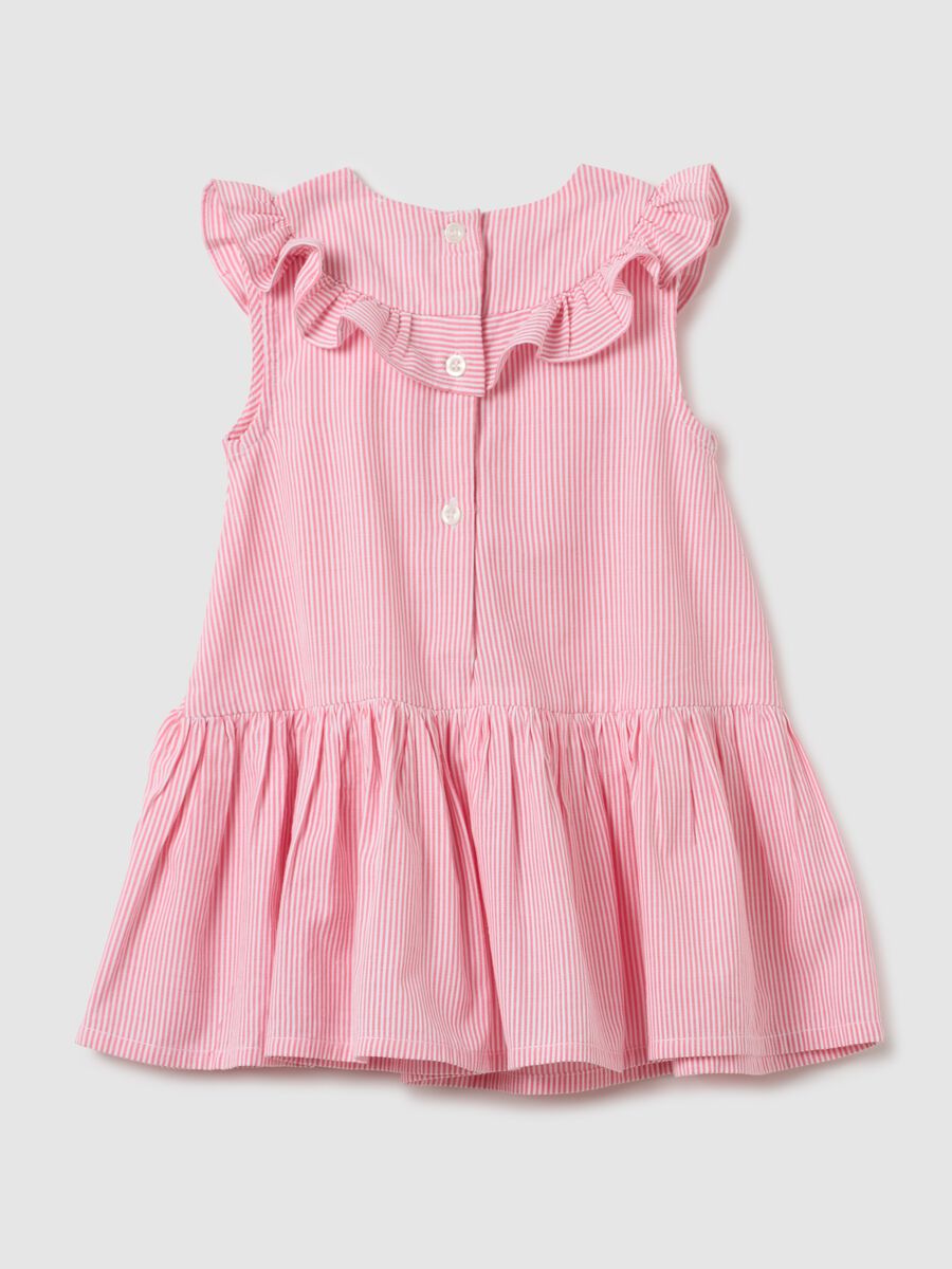 Girls&rsquo; pink regular fit dress in 100% cotton with flounce_1