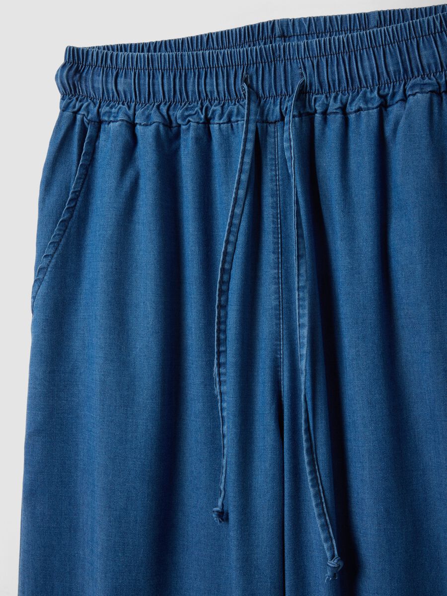Blue wide-leg pure lyocell trousers, regular fit_5