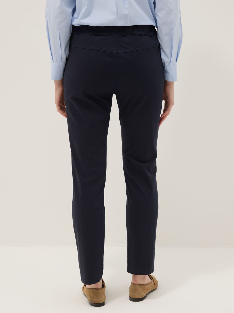 Blue stretch cotton trousers with drawstring_2