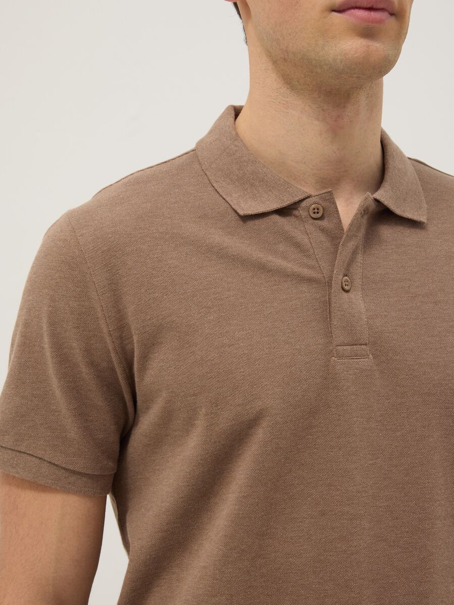 Brown pure cotton short-sleeve regular fit polo_3