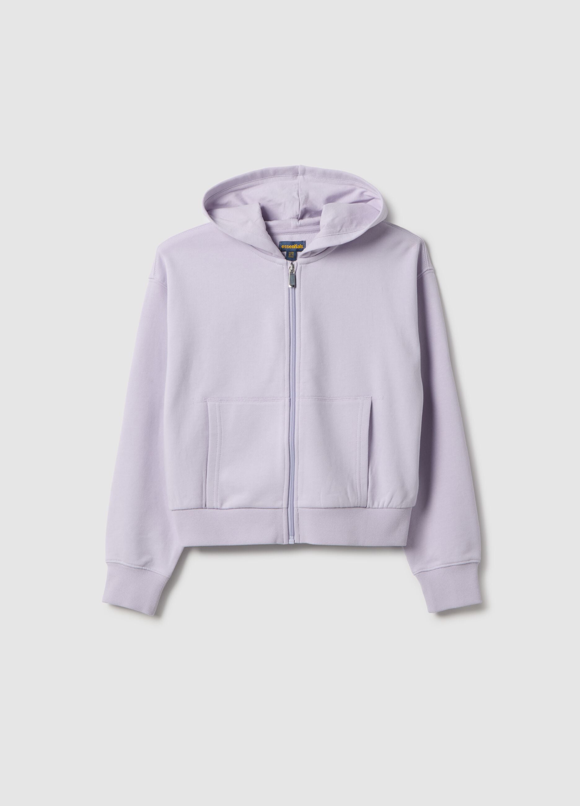 Girls' purple regular fit pure cotton hoodie with zip