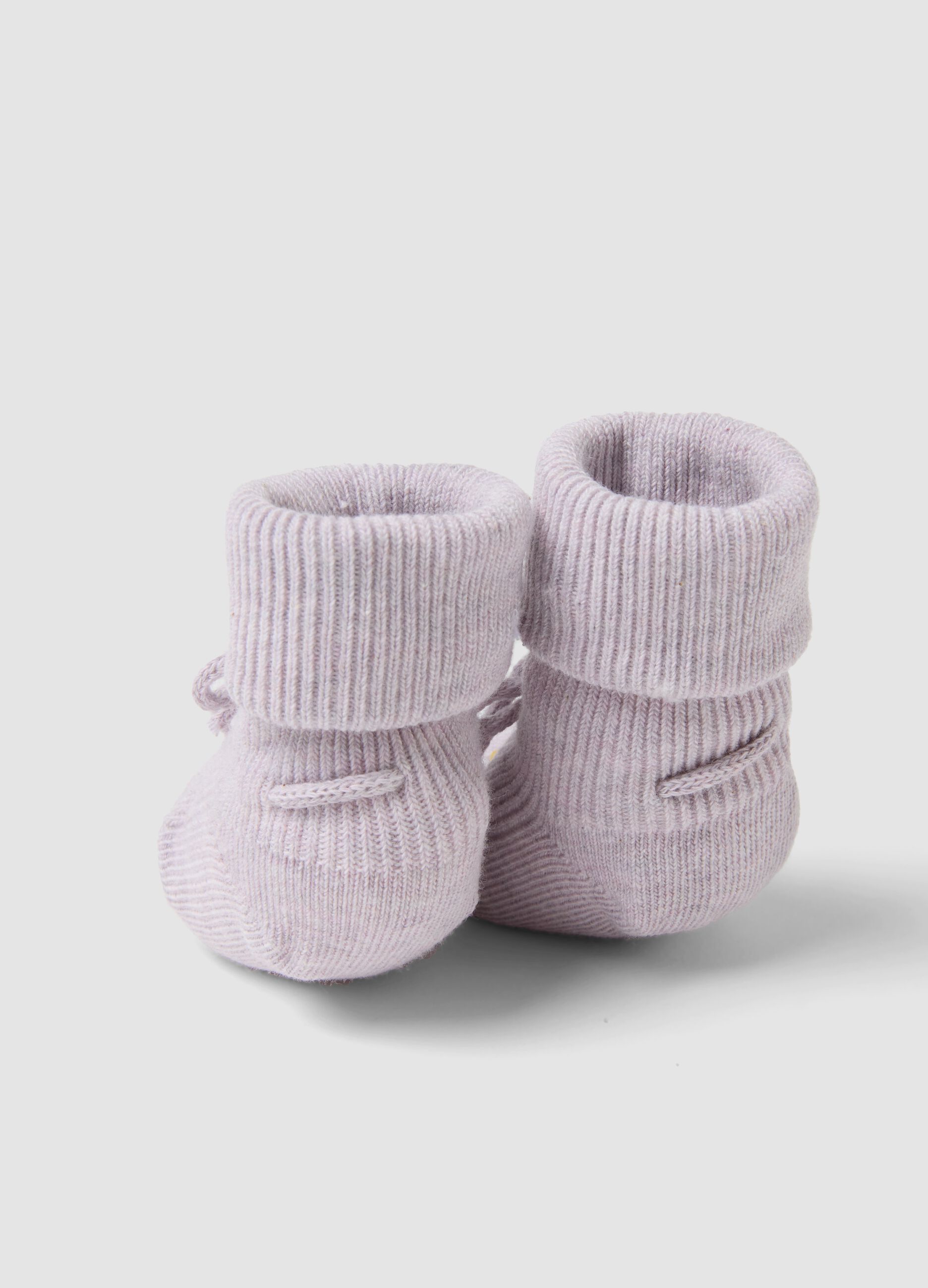 Pink organic cotton knitted baby girl booties