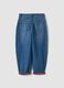 Girls&rsquo; blue baggy pure cotton jeans with embroidered turn-up hem_4