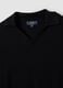 Black viscose-blend V-neck polo shirt, regular fit_1