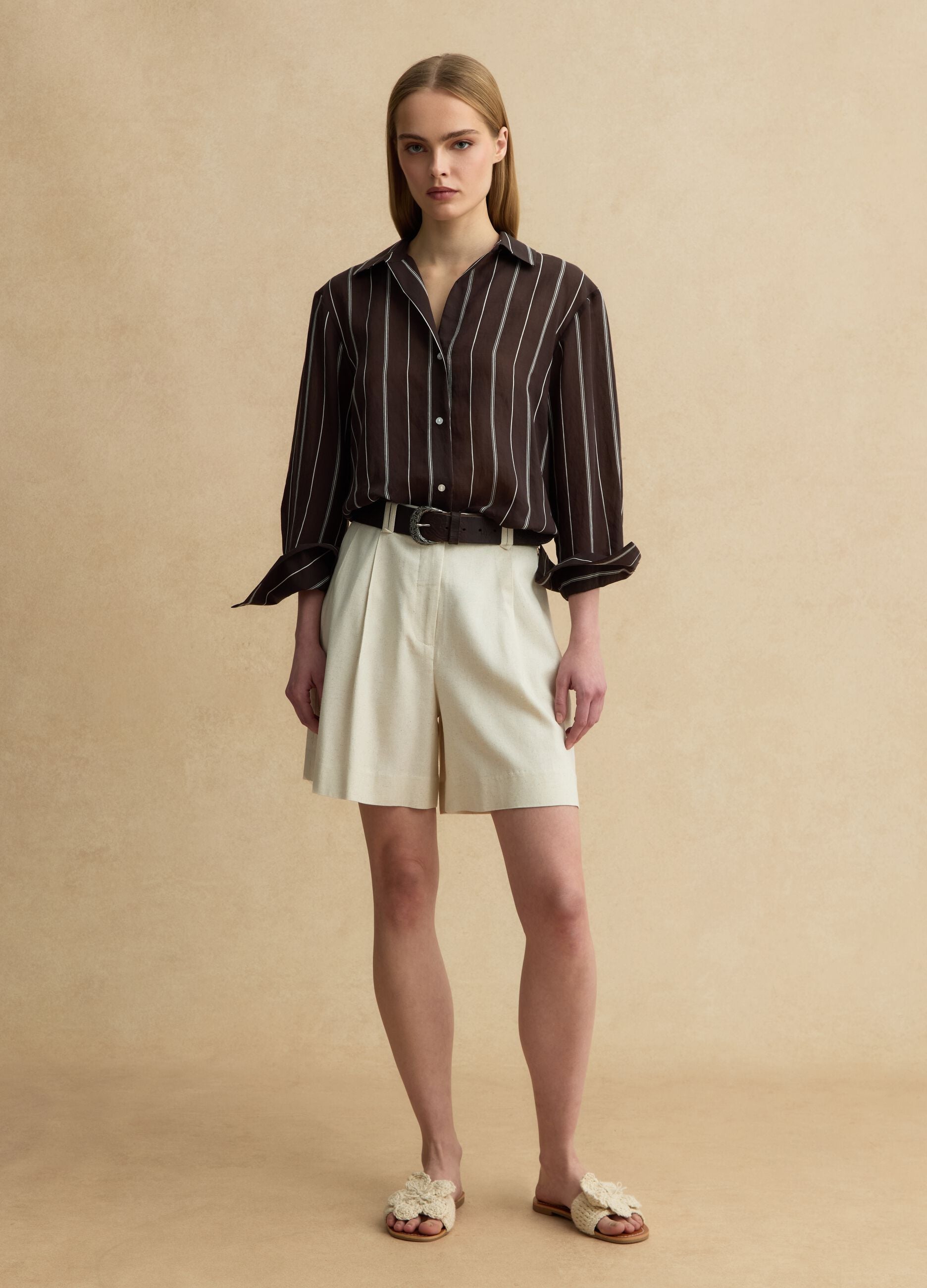 Multicolour striped lyocell blend shirt in regular fit