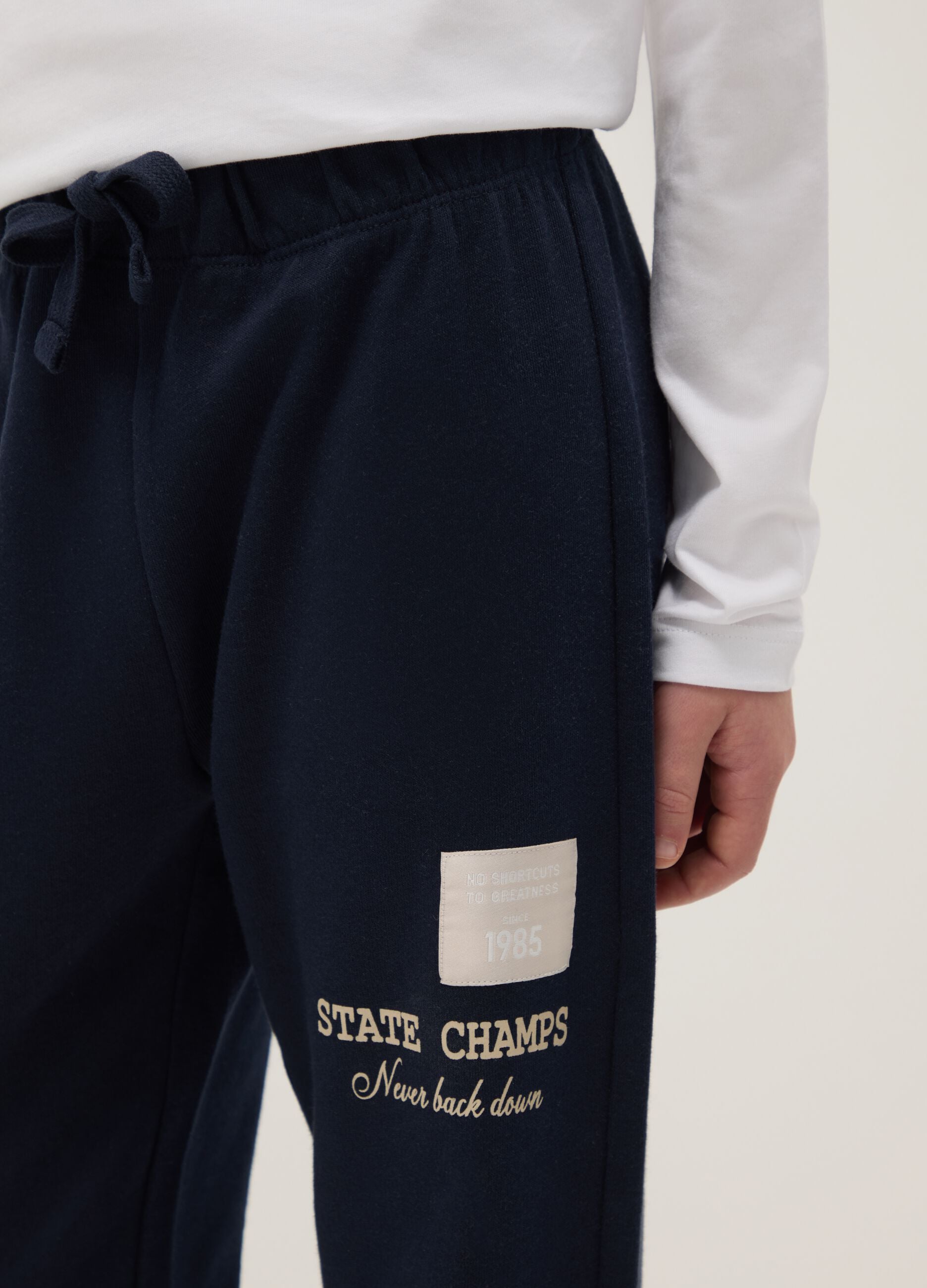 Boy's Blue Cotton Jogger Trousers Regular Fit