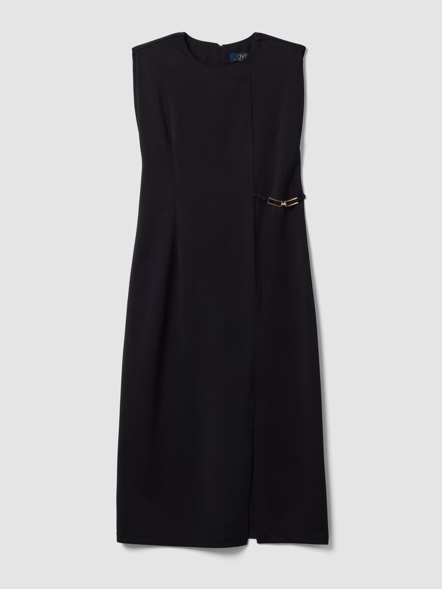 Black midi dress in stretch fabric, slim fit_4