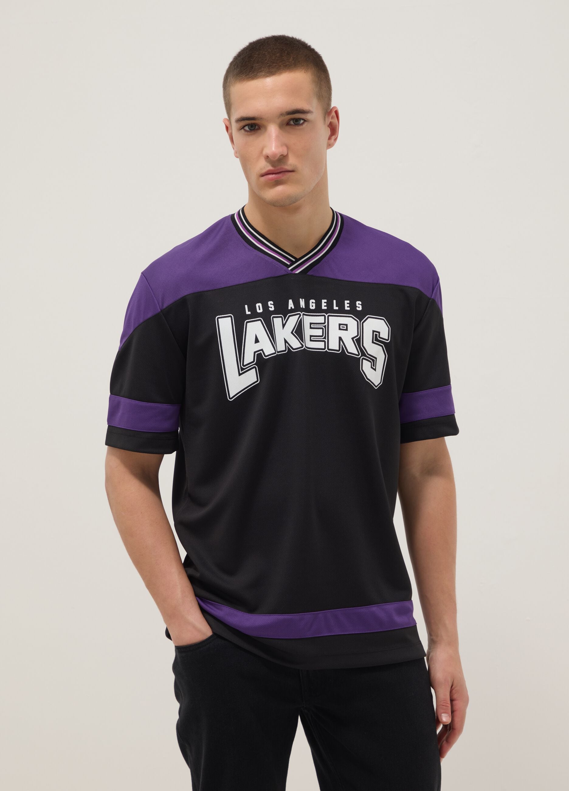Los Angeles Lakers Regular Fit Multicolour Pure Cotton T-Shirt