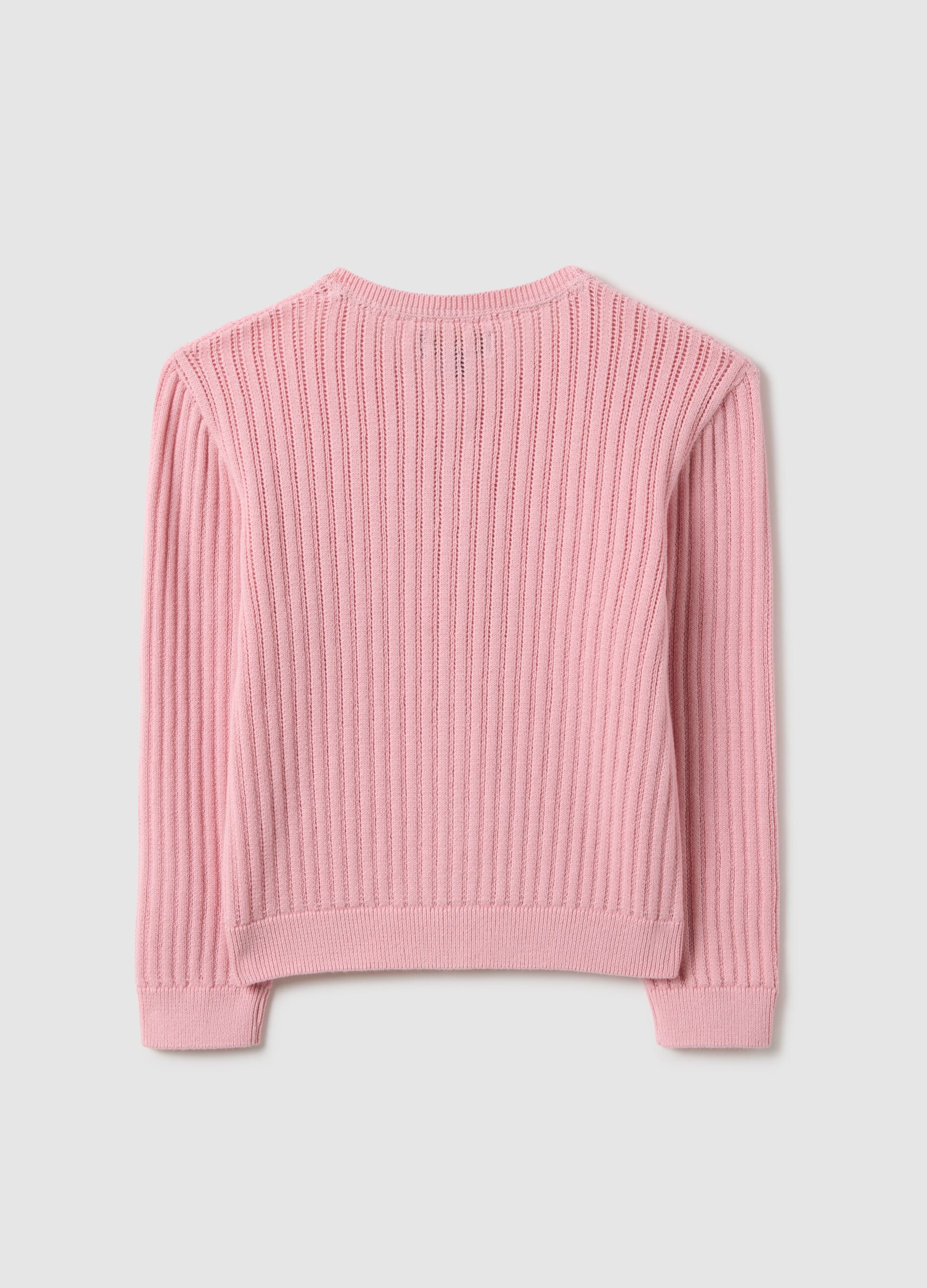 Girls' pink striped pure cotton cardigan regular fit