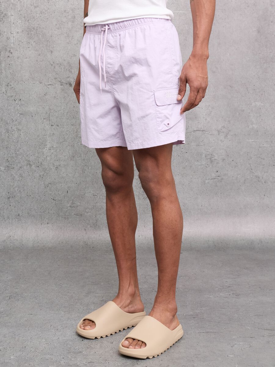 Pastel Lilac Cargo Swim Shorts_2